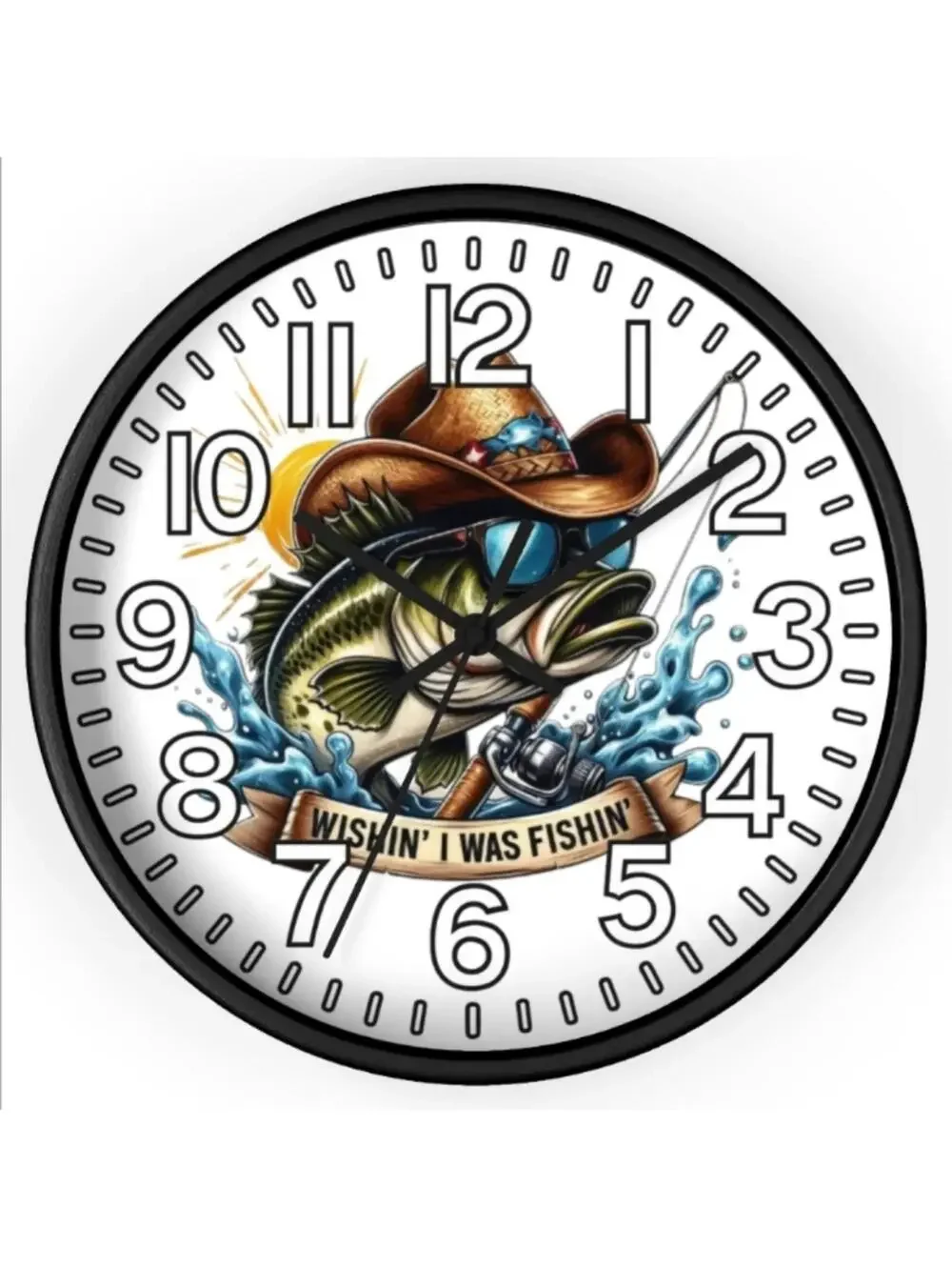 Wishing I Was Fishing Country Glow In The Dark Wall Clock New